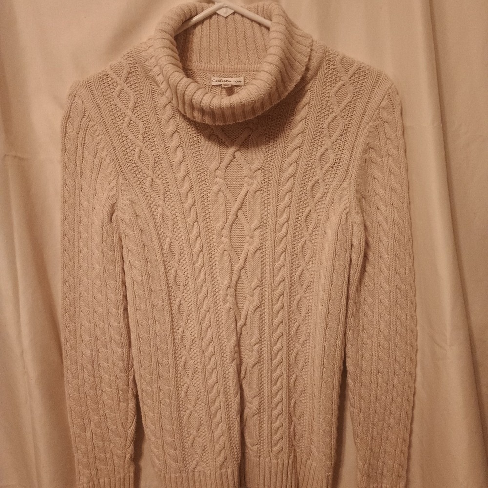 Croft & Barrow Beige Cable Knit Turtleneck Sweater